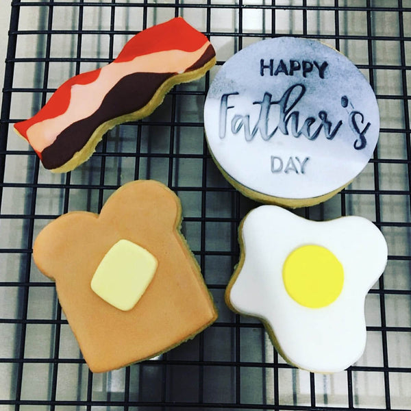 Hand Painted Fondant Cookie - Bacon & Eggs Pack Of 4