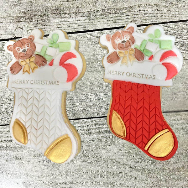 Detailed Fondant Cookie - Christmas Stockings - Pack Of 15