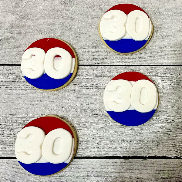 Detailed Fondant Cookie - Round Numbers - Footy Colours - Pack Of 15