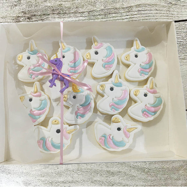 Hand Painted Fondant Cookie - Unicorn Head - Pack Of 15