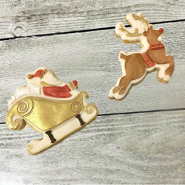 Hand Painted Fondant Cookie - Santa & Rudolph - Pack Of 15